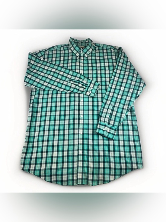 Wrangler Other - Wrangler Riata Mens 2XLT Teal Plaid Long Sleeve Button Down Shirt Western Casual